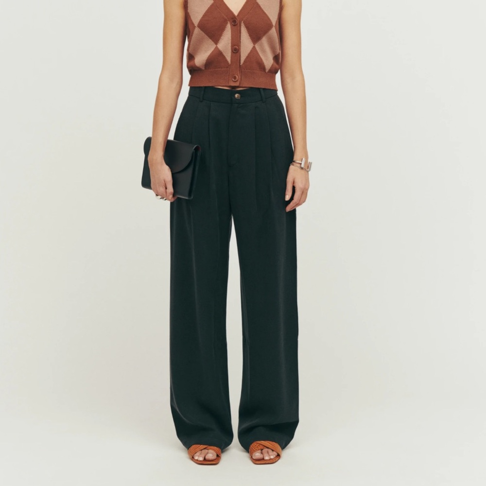 Reformation Black High-Waist Wide-Leg Trousers - Picture 2 of 4